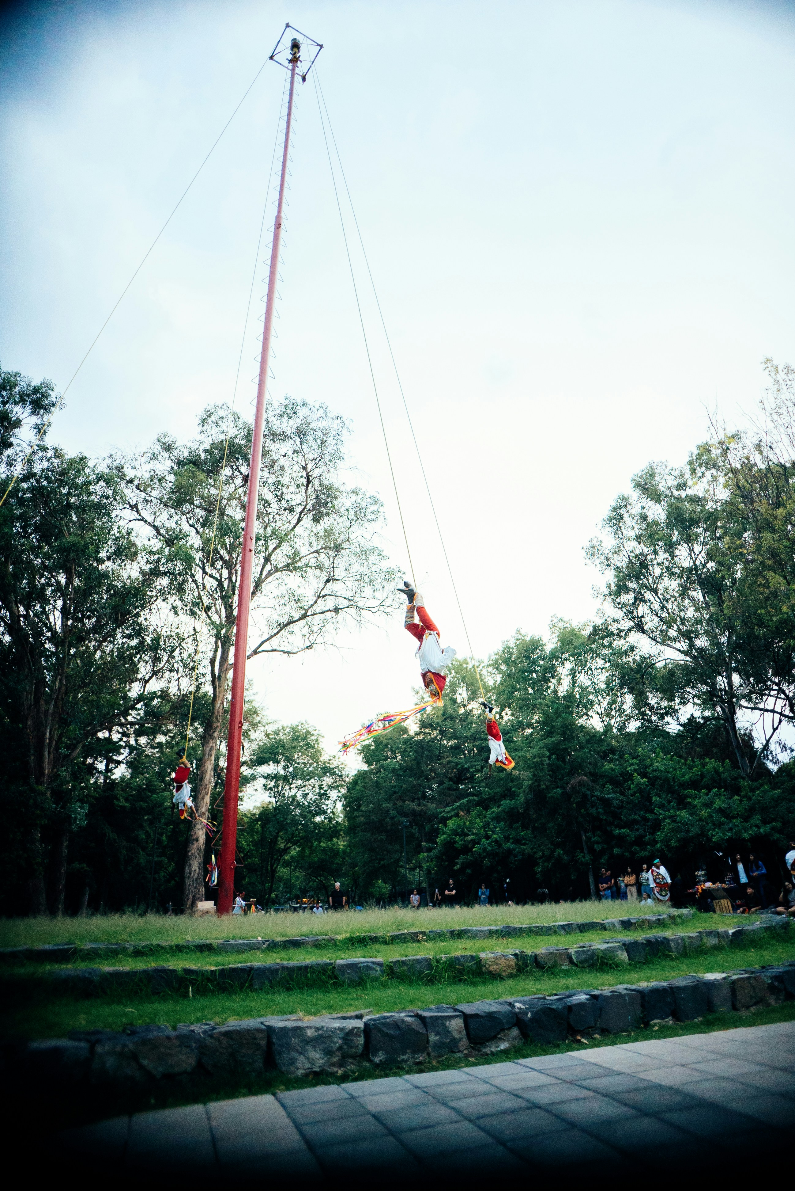 a person is doing a trick on a pole