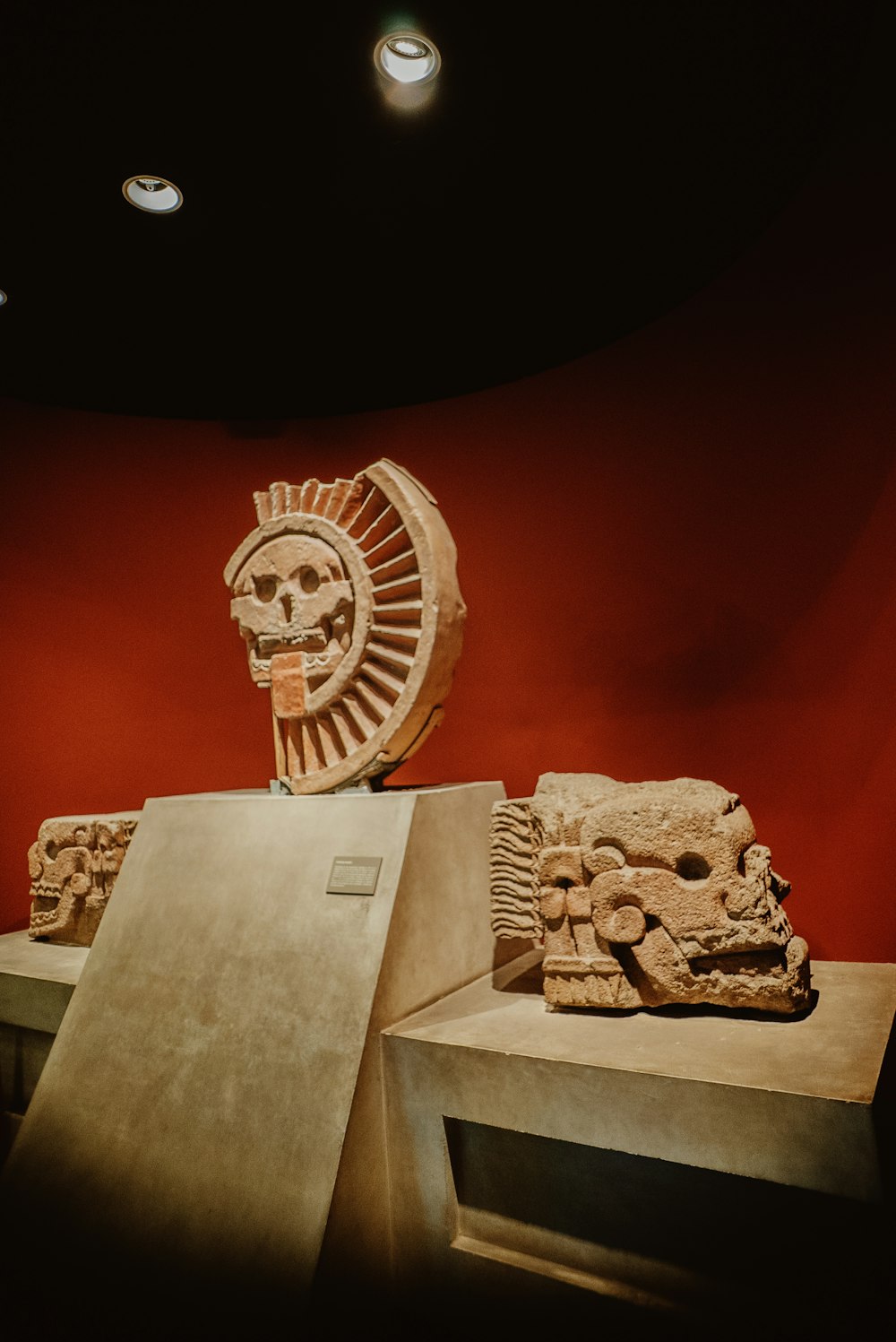 a display of ancient artifacts in a museum
