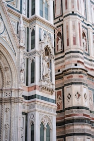 Beautiful marble facade of a building in Barcelona with intricate details.