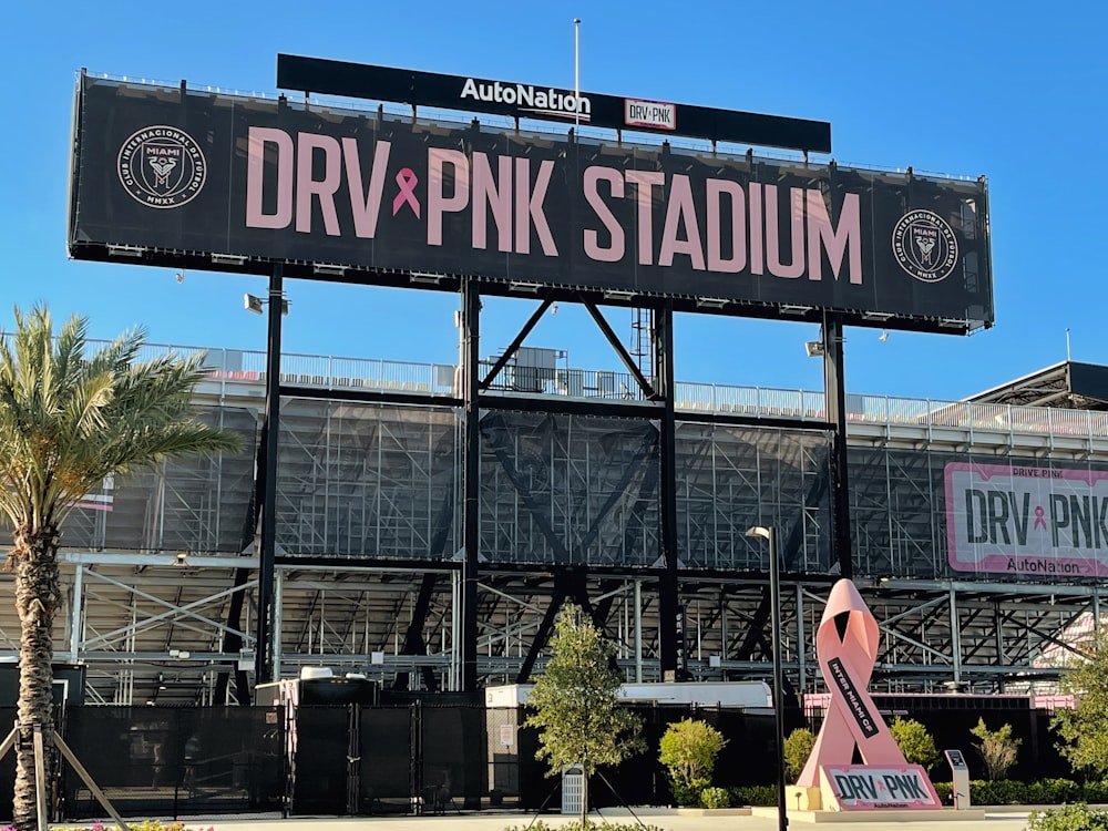 a stadium with a sign that says dry pink stadium