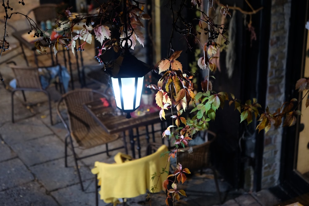 a lamp that is sitting on a table