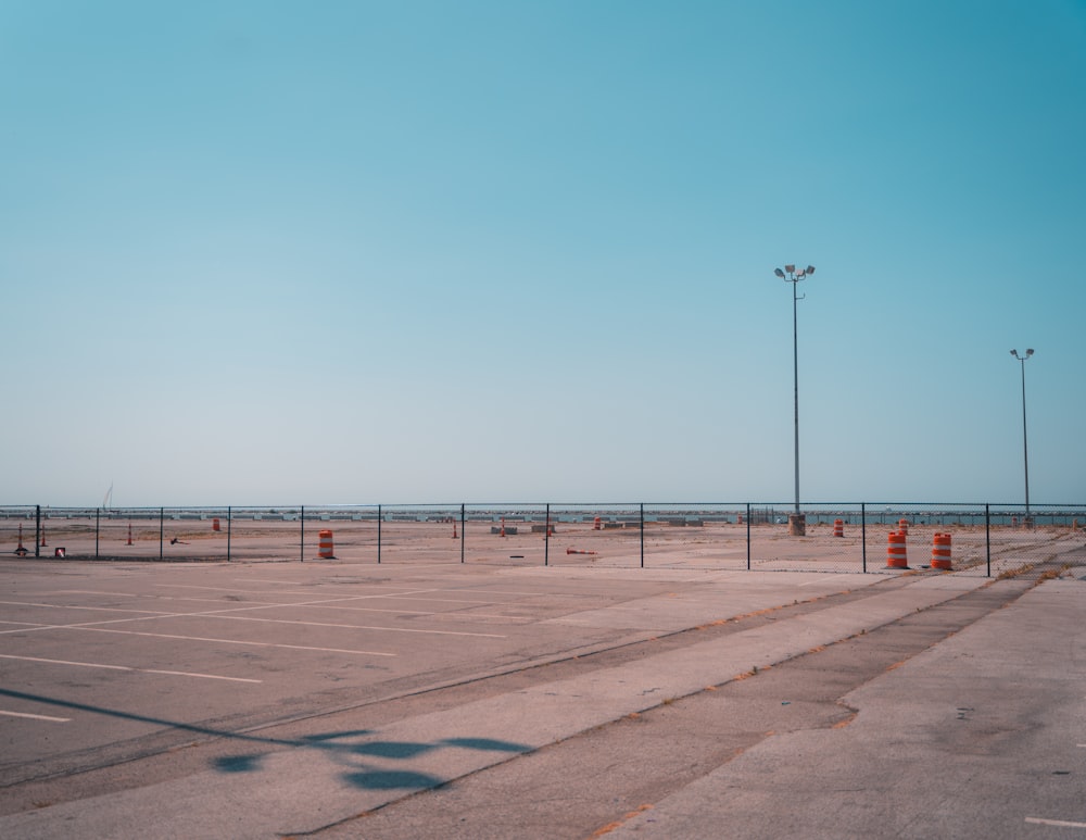 an empty parking lot with no cars on it