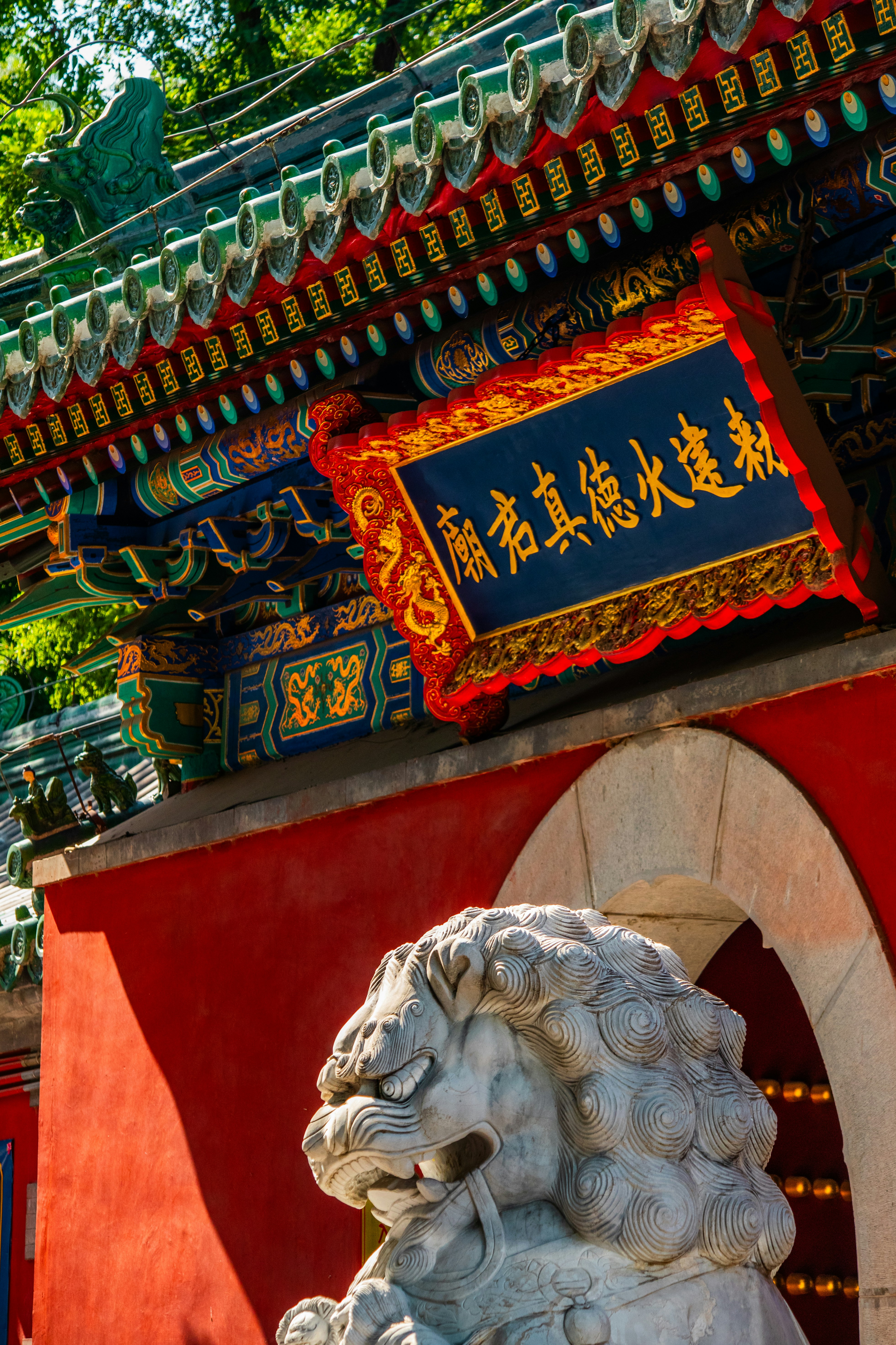 a statue of a lion in front of a building