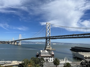 a view of the bay bridge from across the bay