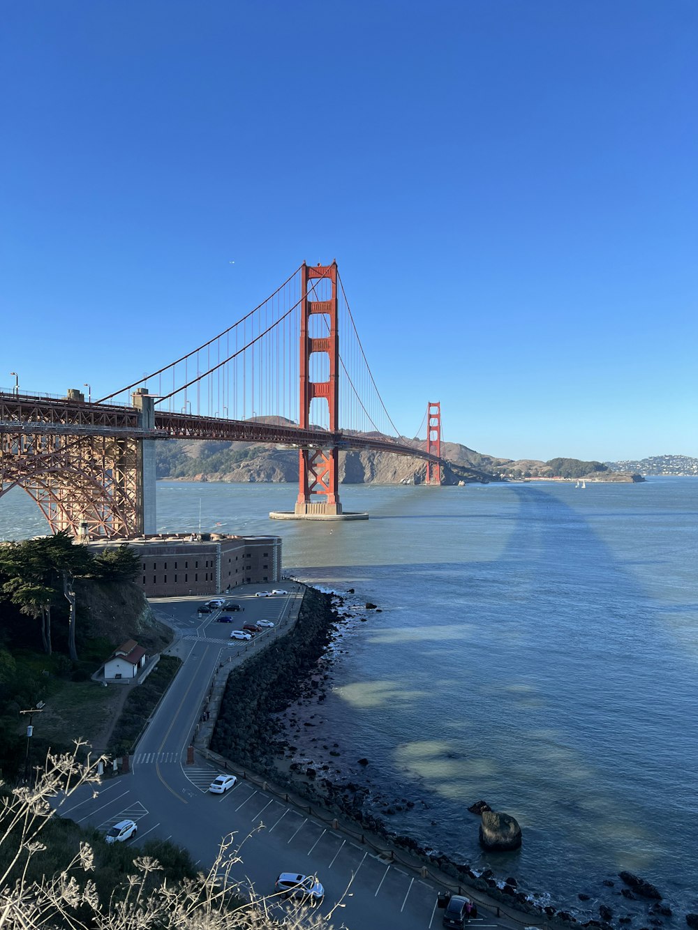 a view of the golden gate bridge from across the bay