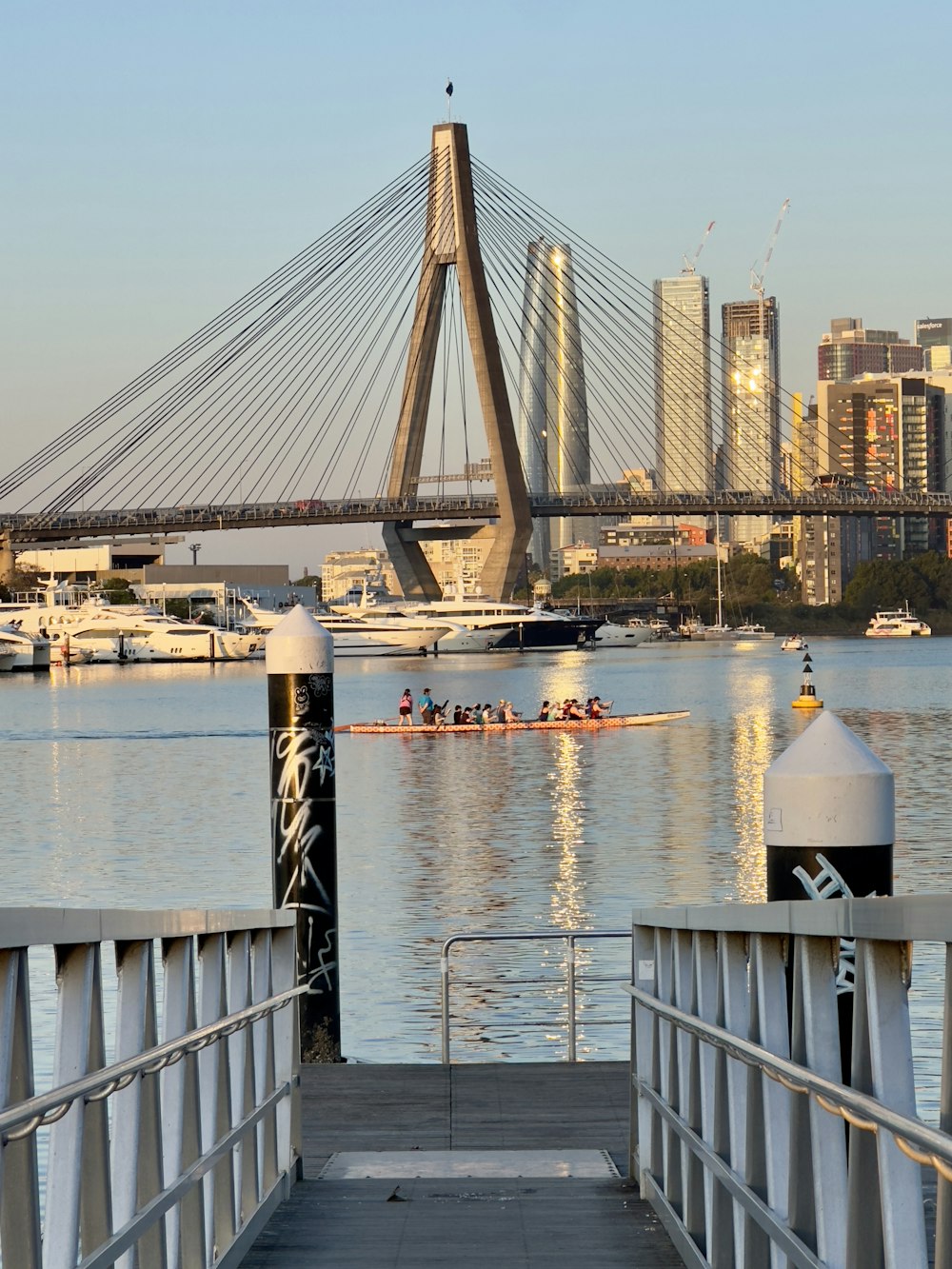 a view of a bridge over a body of water