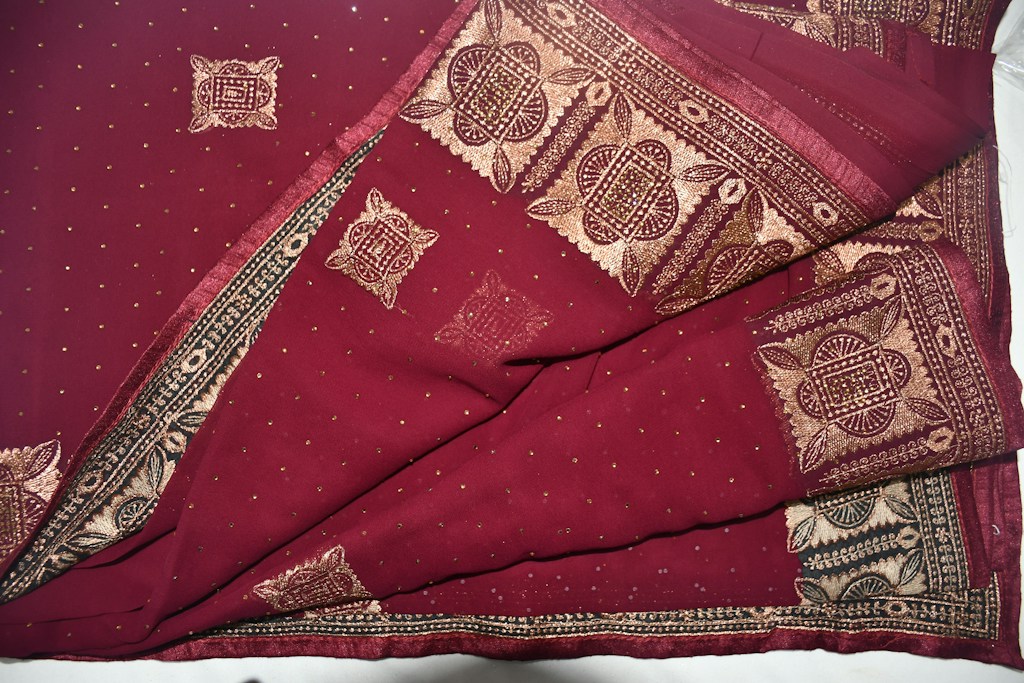 Maroon Zari Silk Saree