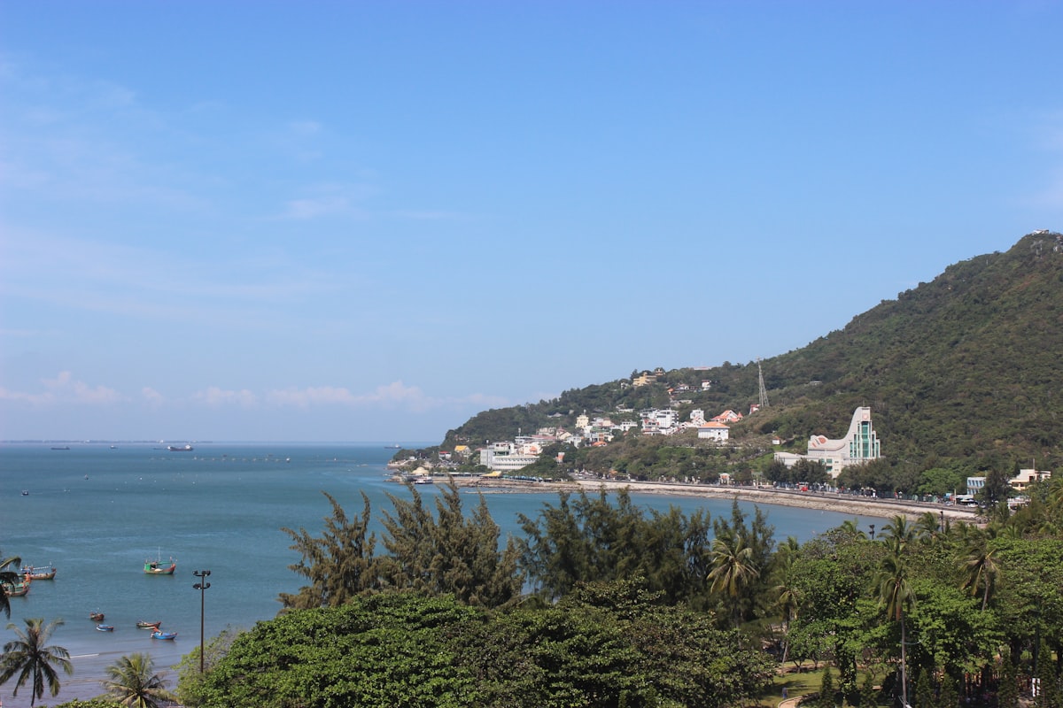 Phu Xuan Hue — boats on the water near the Royal Tombs southern area