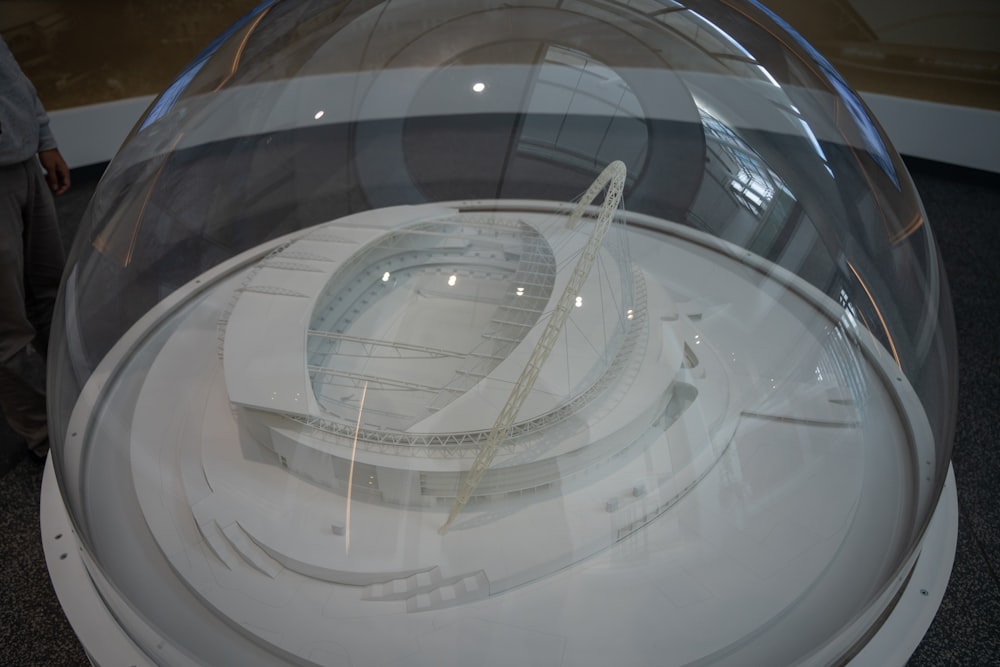 a model of a stadium under a glass dome