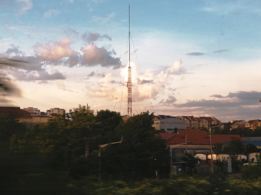 a view of a cell phone tower from a distance