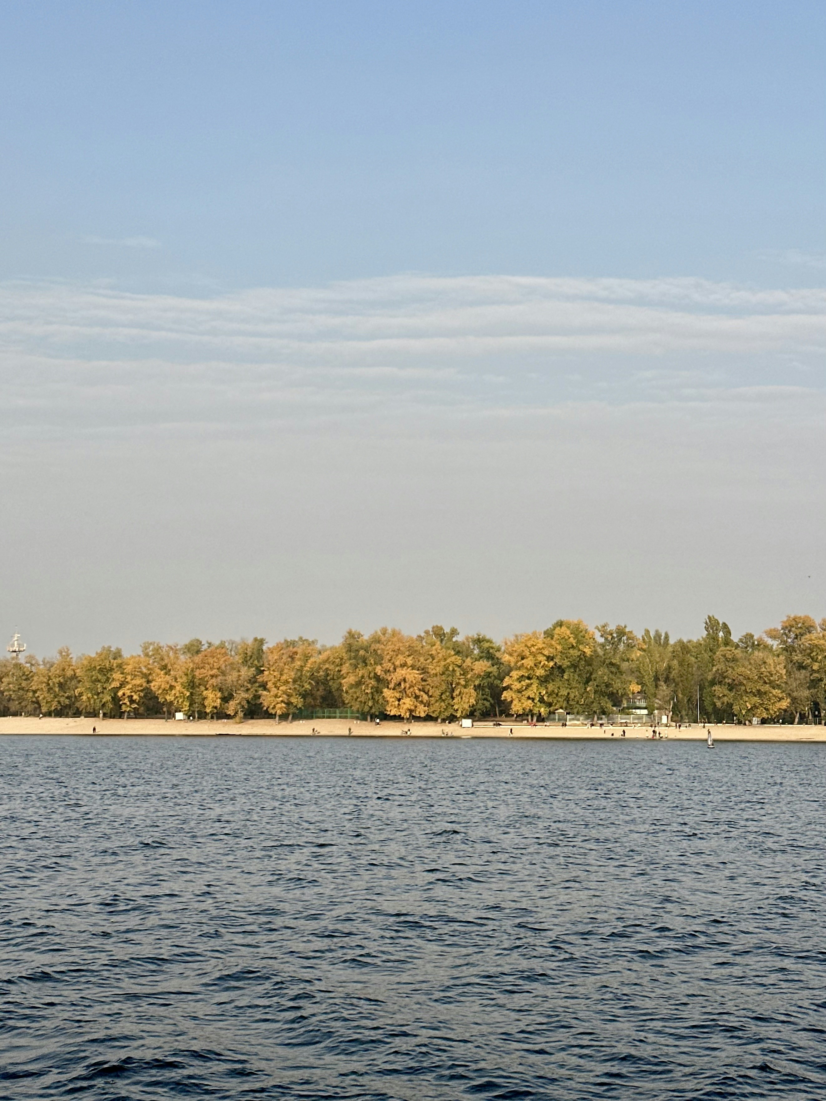 a large body of water with trees in the background
