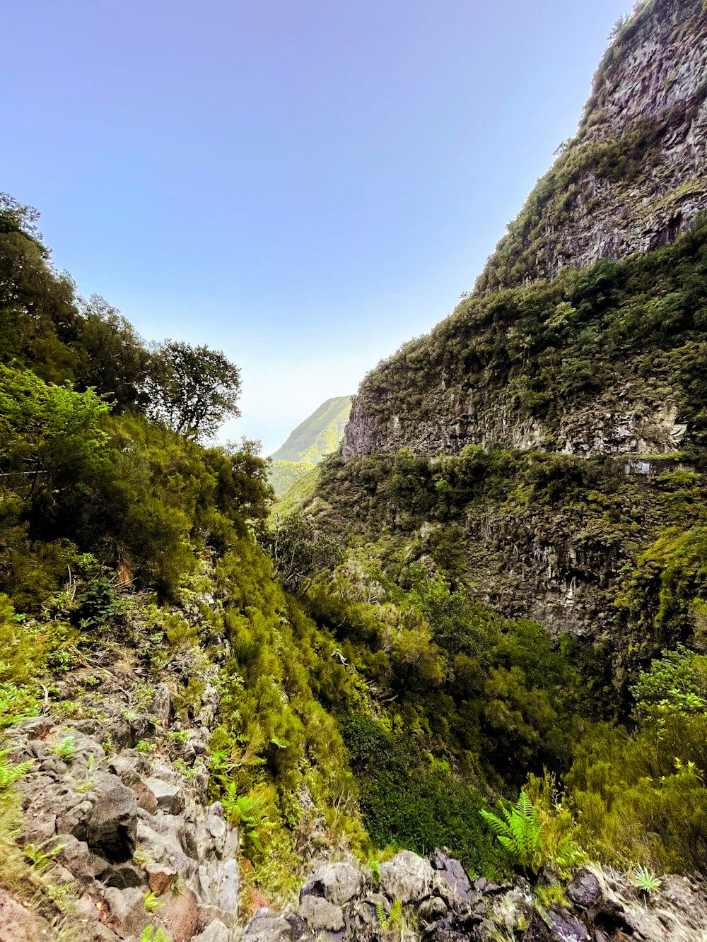 a view of a mountain with a valley in the background