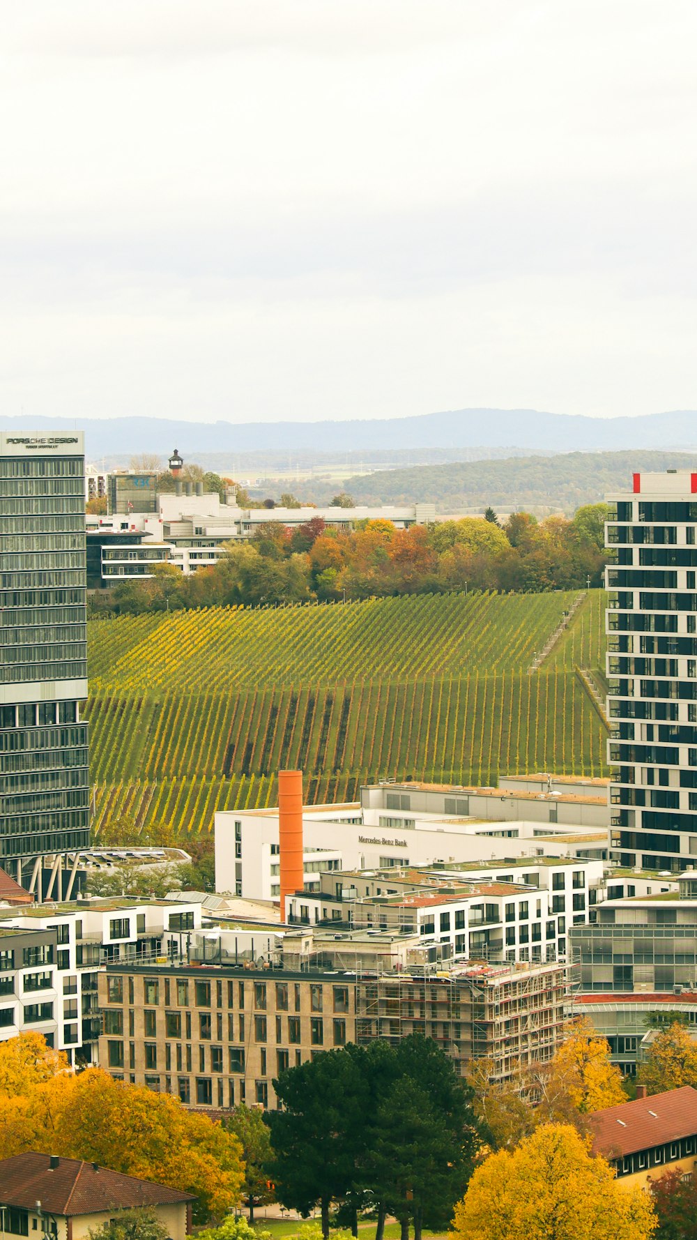 a view of a city with tall buildings