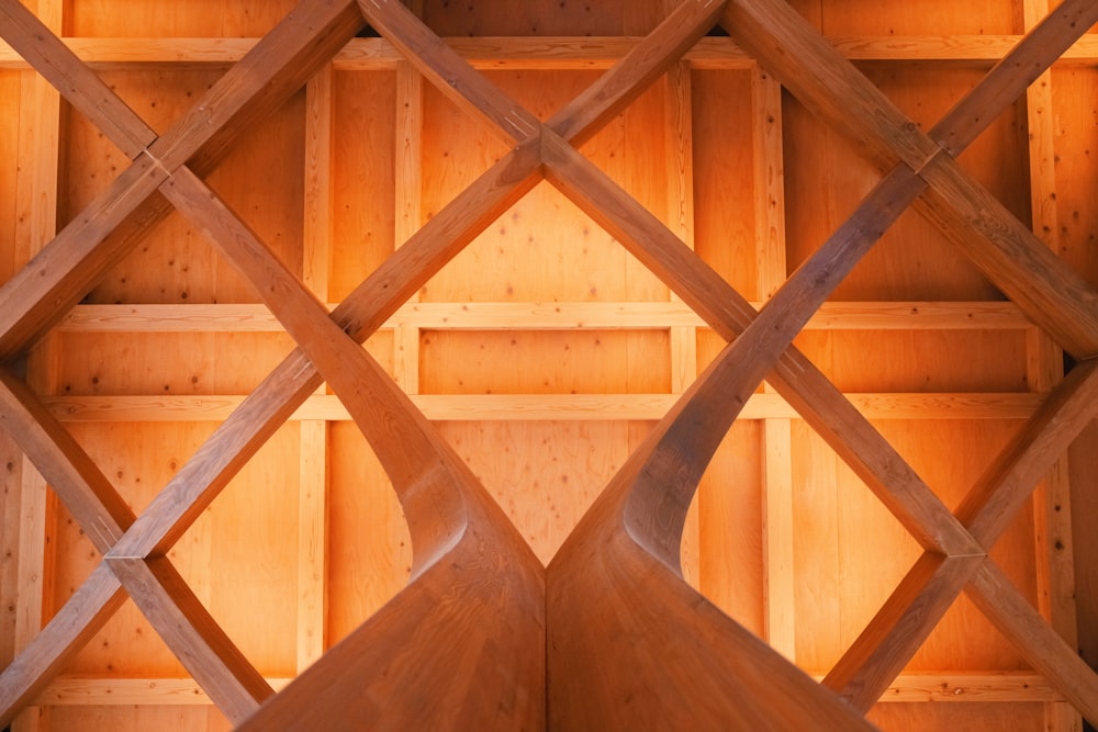 a close up view of a wooden structure