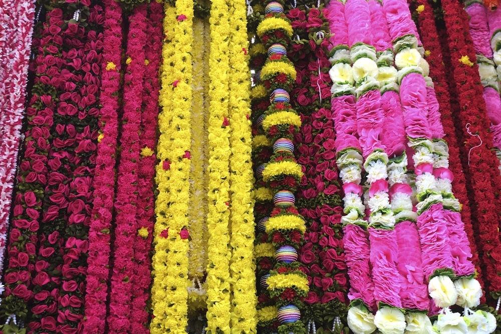 a bunch of flowers that are on a table