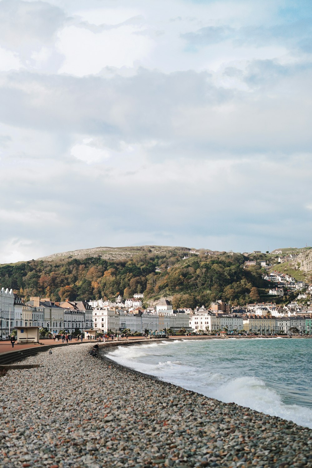 a rocky beach next to a body of water