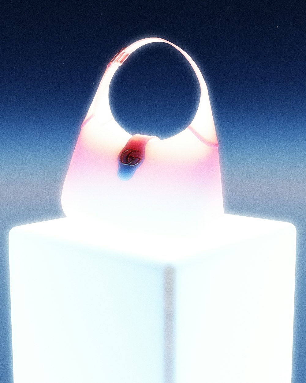 a white object with a red object on top of it