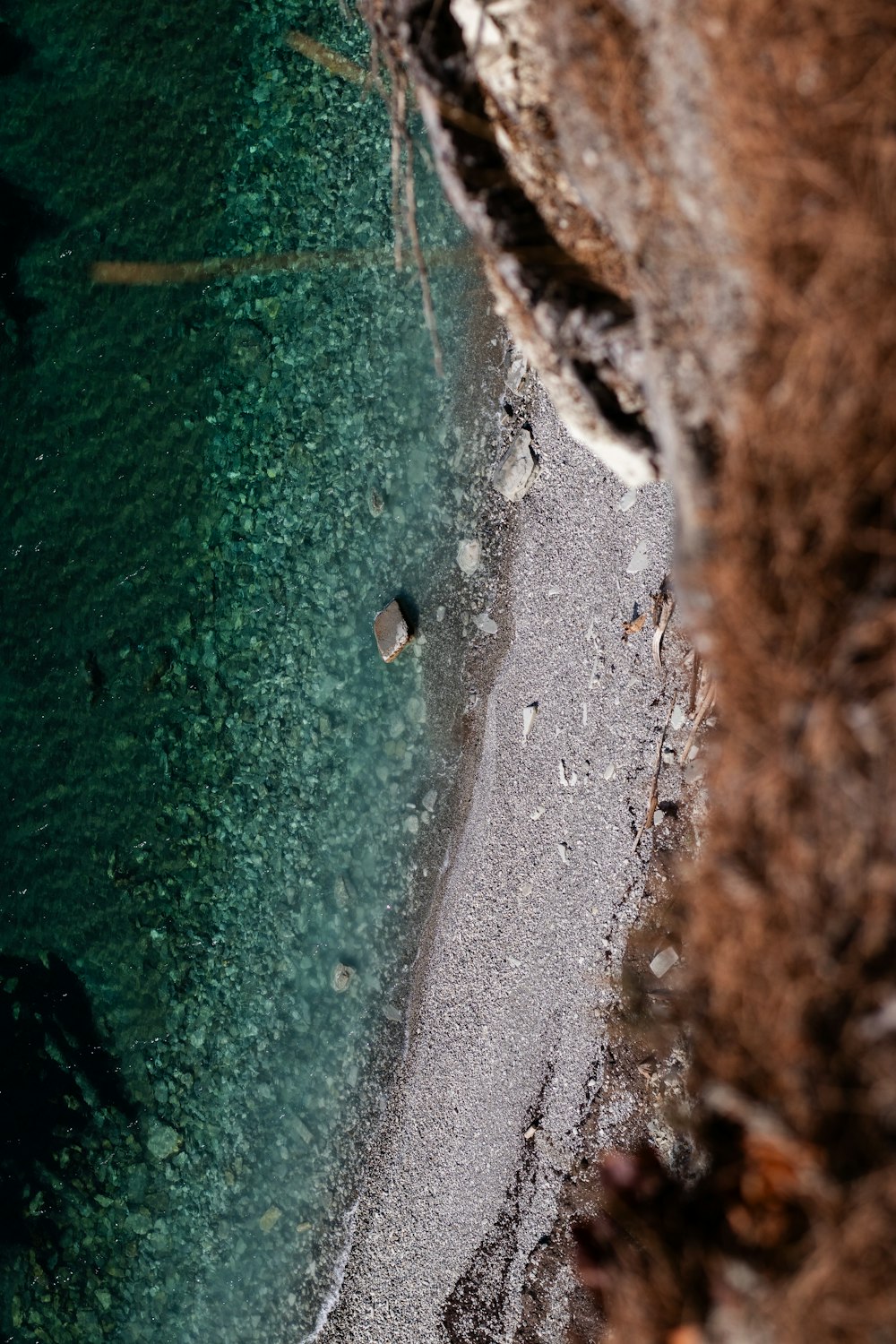 an aerial view of a body of water