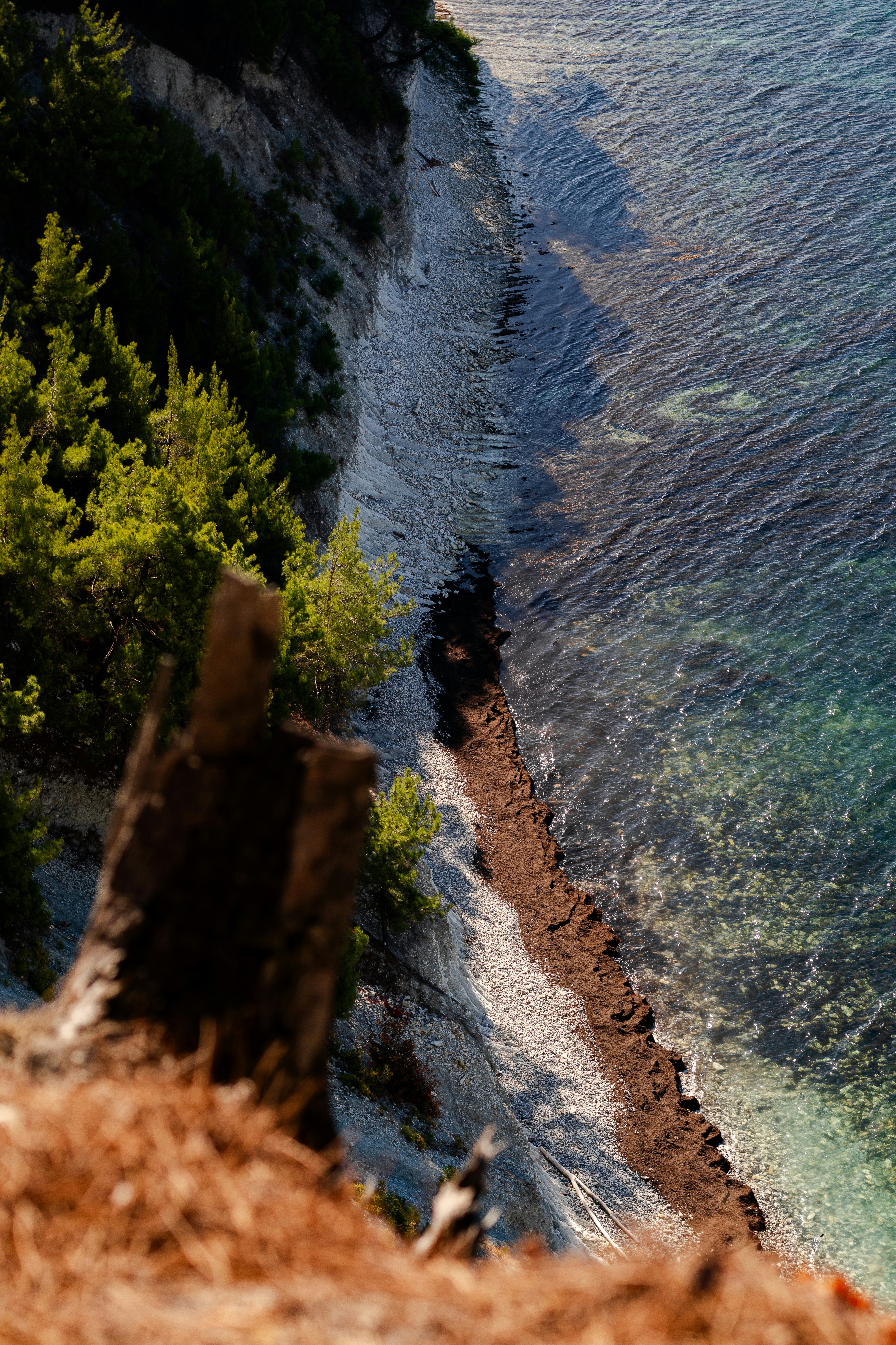 Una vista de un cuerpo de agua desde una colina