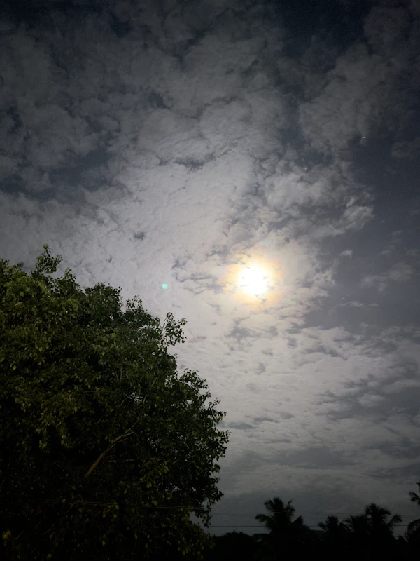 雲間に輝く月