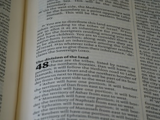 a close up of an open book with text