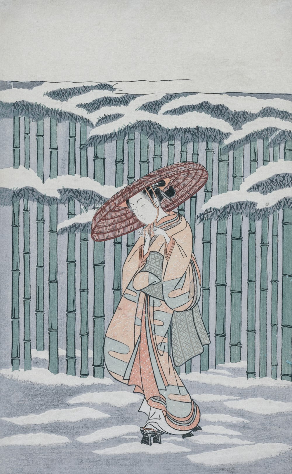 un dipinto di una donna che tiene un ombrello