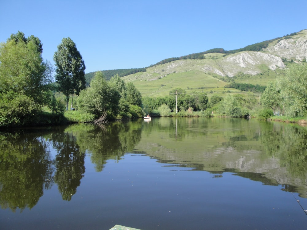 a body of water surrounded by mountains and trees