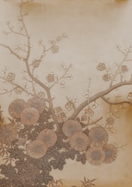 Delicate ink drawing of a blooming flower intertwined with handwritten poetic lines.