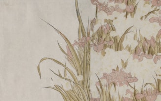 A pastel drawing of a peaceful garden filled with blooming flowers.