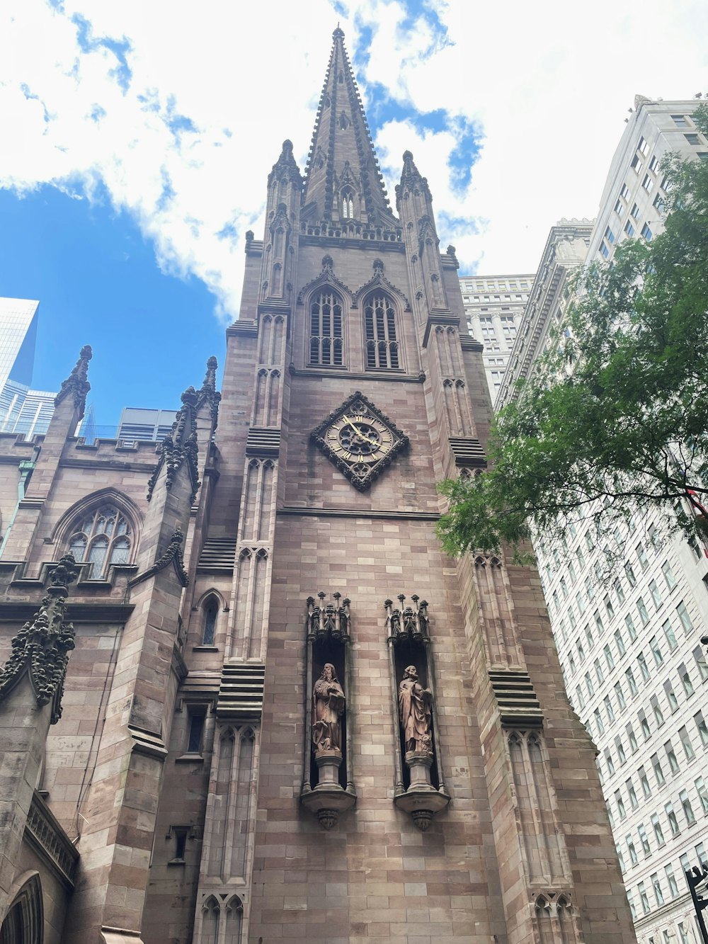 a very tall building with a clock on it's side