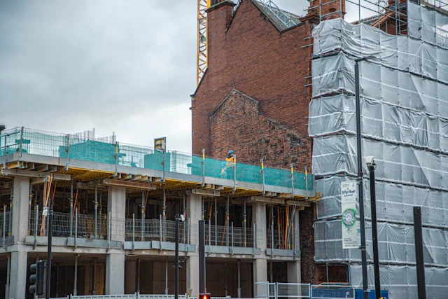 Building site with scaffolding