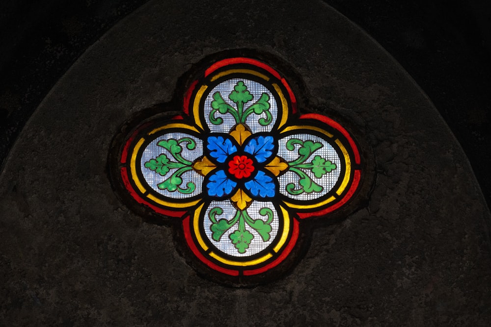 a stained glass window in a church