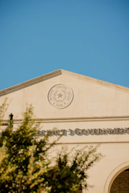 A modern, organized county clerk office with staff assisting residents efficiently.