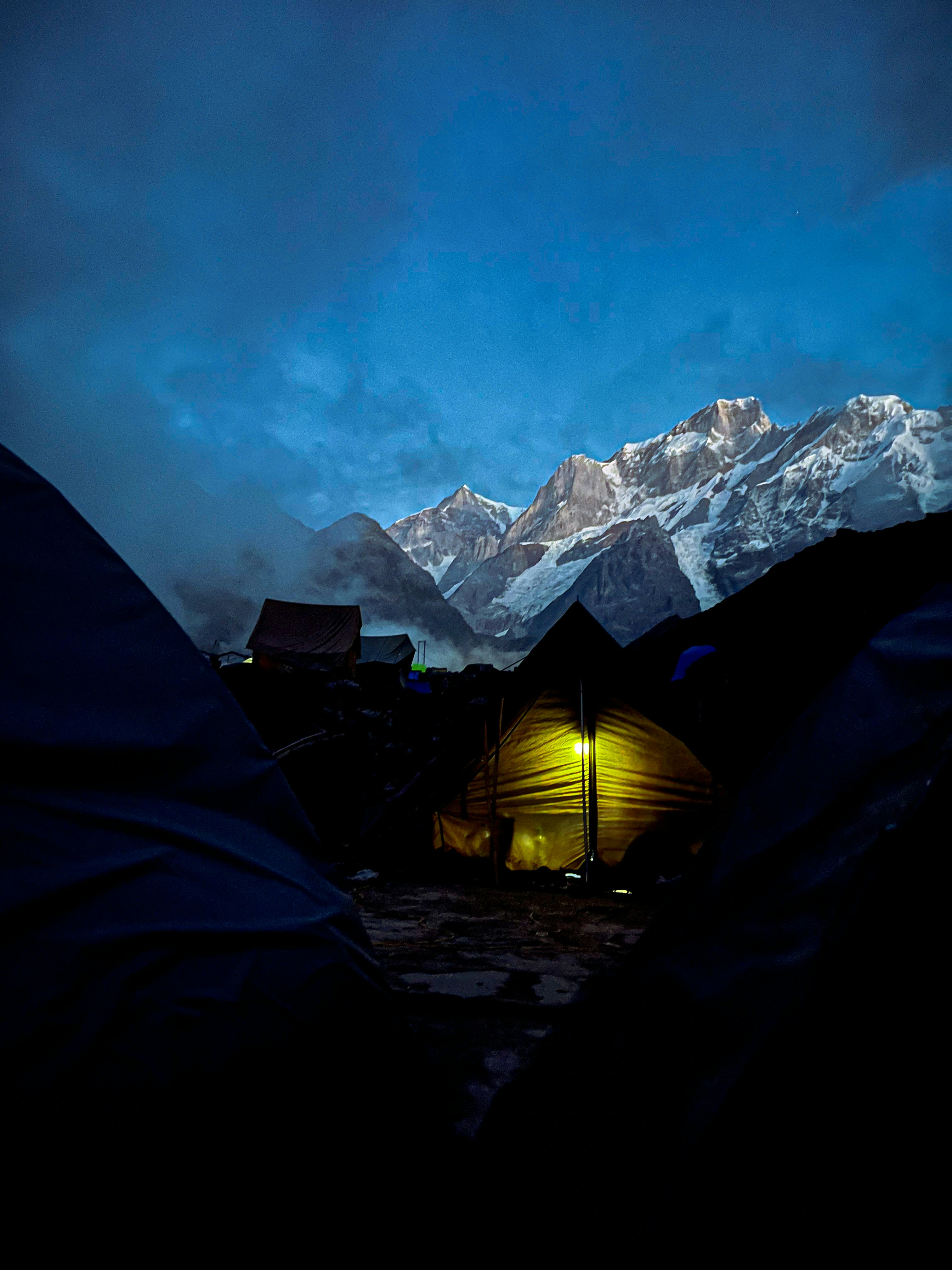 A group of tents set up in front of a mountain photo – Free Kedarnath ...