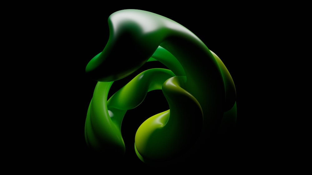 a black background with a green abstract design