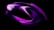 A futuristic and abstract digital artwork featuring smooth, flowing shapes with gradients of purple and pink hues creating a dynamic form on a black background.