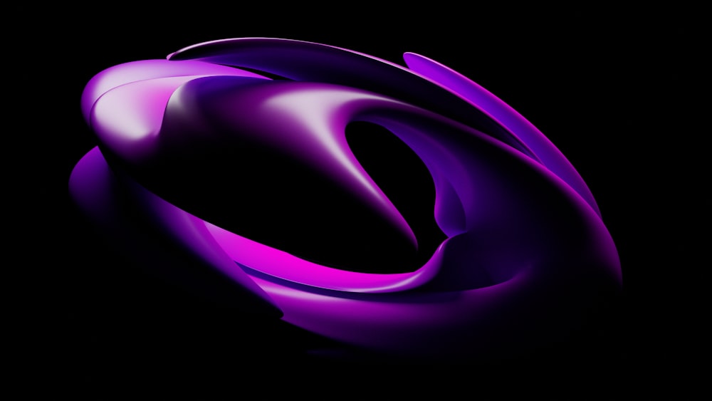 a purple abstract object on a black background