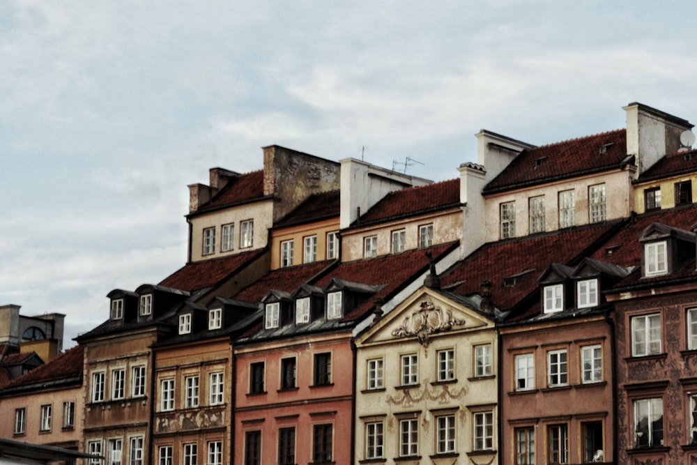 a row of old buildings in a city
