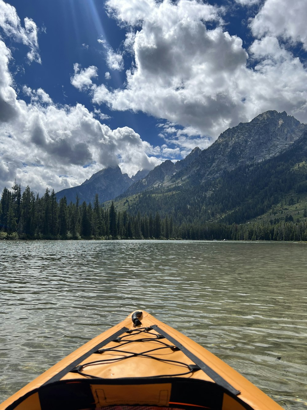 a view of a lake with mountains in the background