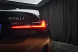 a close up of the tail lights of a car
