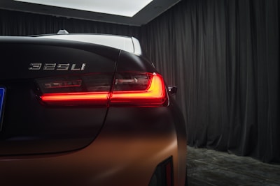 a close up of the tail lights of a car