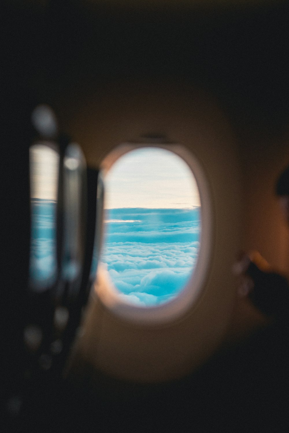 a view of a body of water through an airplane window