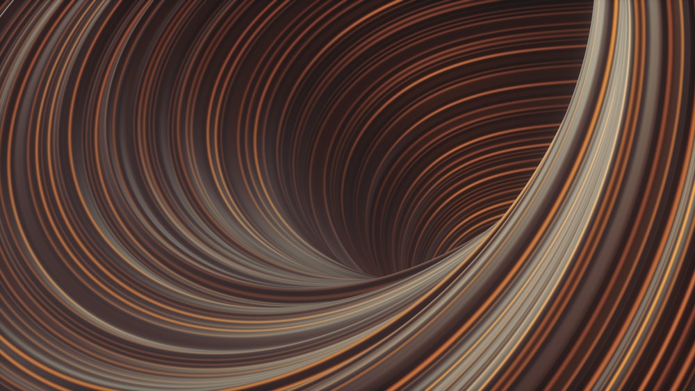 a swirl of brown and white lines on a black background