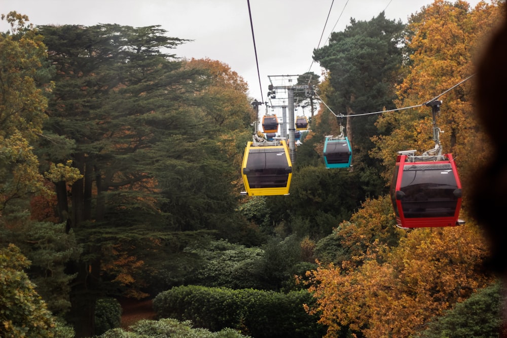 a couple of gondolas that are in the air