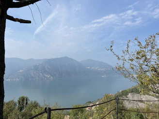 Scenic view of Zugersee lake with surrounding mountains under a clear blue sky.