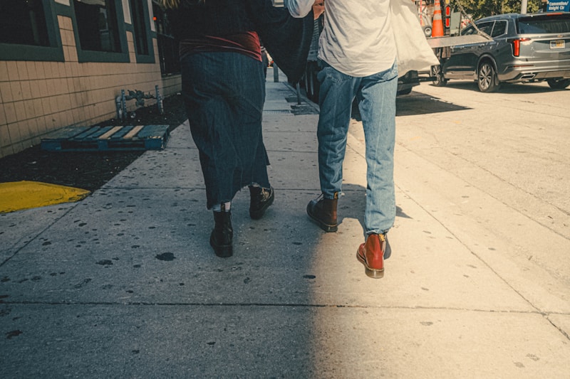 Chic couple city walking
