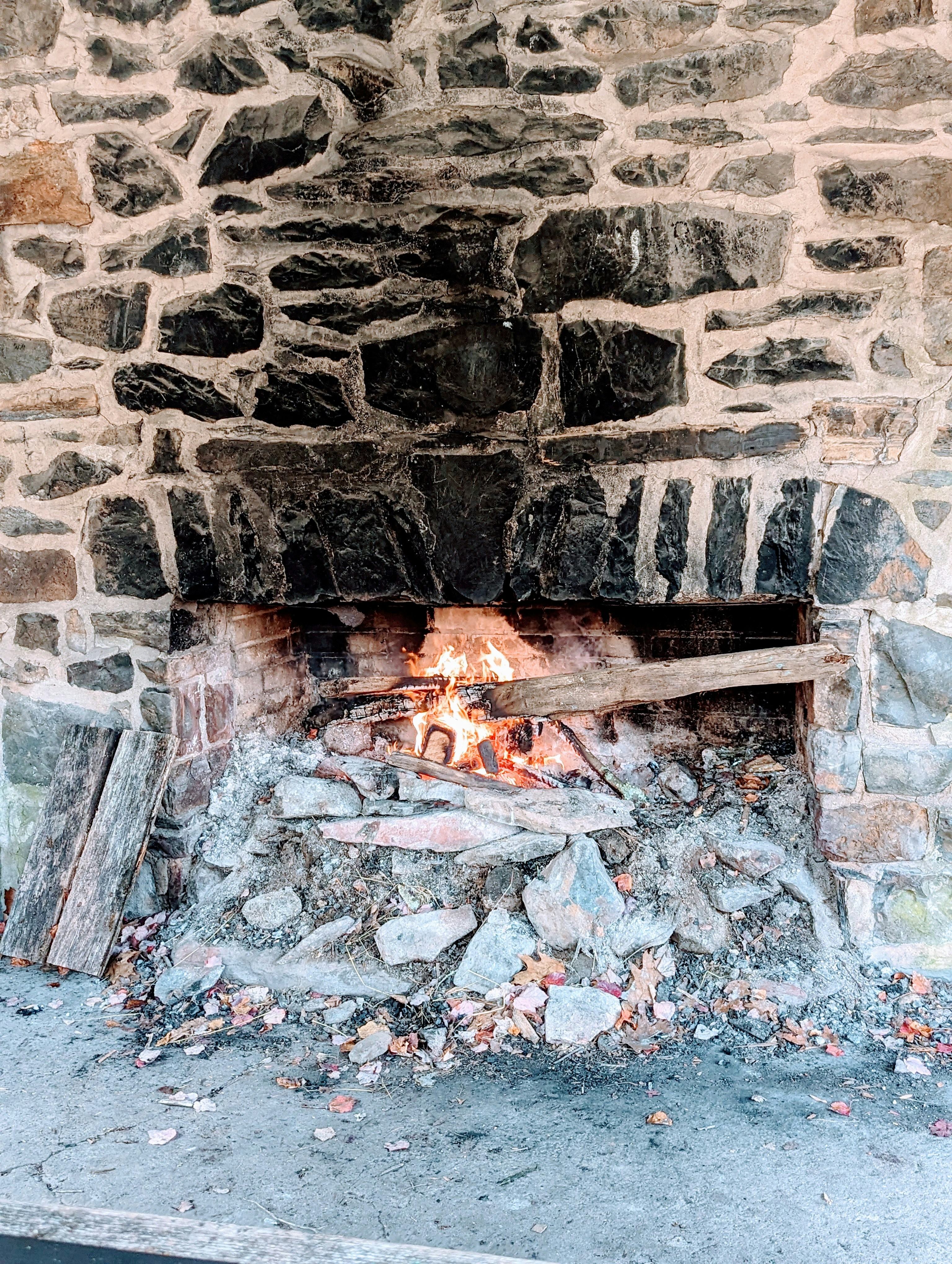 fireplace in use