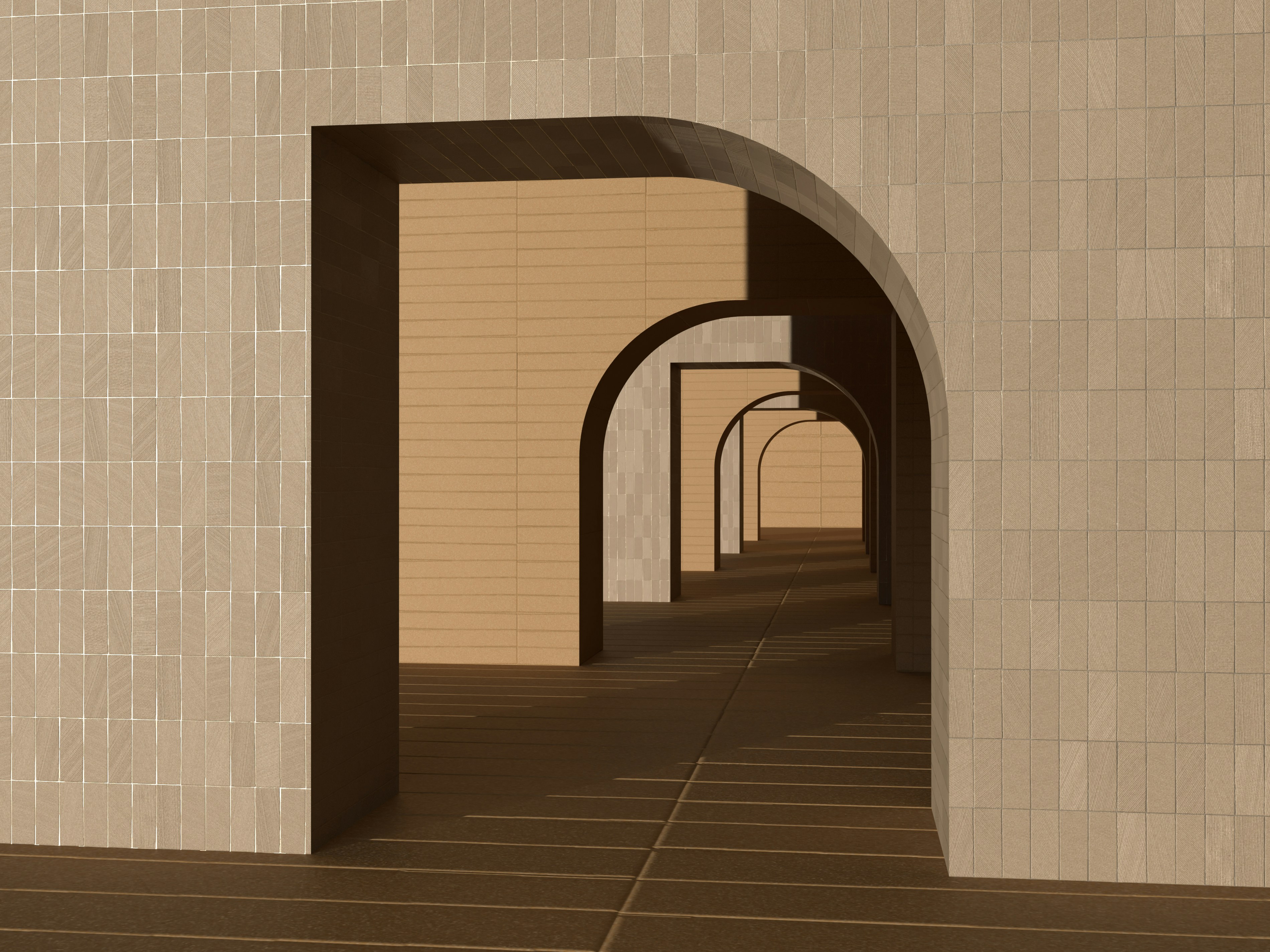 a long tunnel with a clock on the side of it