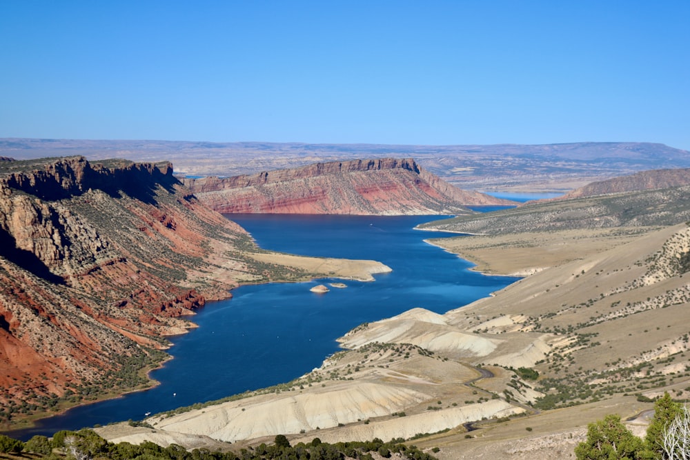 a large body of water surrounded by mountains