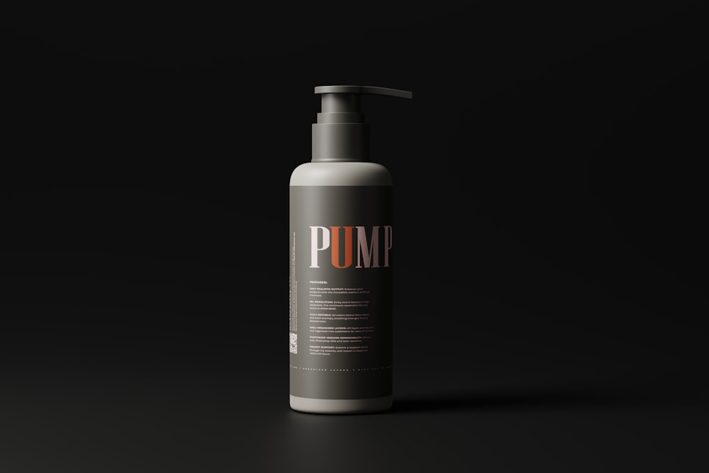 a bottle of pump on a black background
